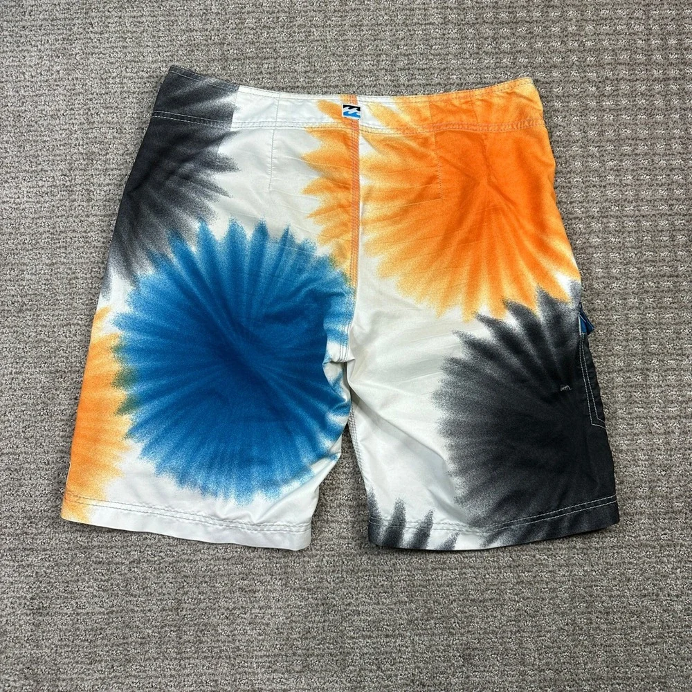 Billabong Mens Board Shorts Size 36 Tie Dye Sunburst Blue Orange Cargo Pocket